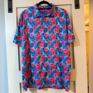 Birdies Double Golf Co. Tropical Hibiscus Men's Polo